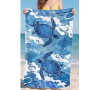 Large Beach Towel for Adults 76x152cm Microfiber Beach Towel Blue Quick Dry Towels Sand Resistant Material Sunbed Towels with Pockets for Camping Beach Vavation Swimming Pool Yoga, Sea Turtles bz-675