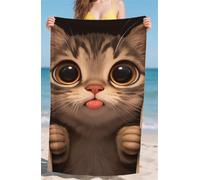 Large Beach Towel for Adults 90x160cm Microfiber Beach Towel Cute Quick Dry Towels Sand Resistant Material Sunbed Towels with Pockets for Travel & Camping Beach Vavation Swimming Pool Yoga, Cat bz-627