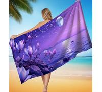Large Beach Towels for Adults 100x150 cm, Purple Magnolia Microfibre Towel, Swimming Quick Dry Sand Free Lightweight Beach Towels, Gym Towel Men, Travel, Pool, Holiday, Camping, Gym Sports P-11265