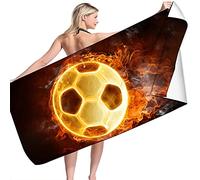 Large Beach Towels for Adults Men Kids Boys Teenager , Extra Large Beach Towels Microfibre XXL 3D Football Pattern Quick Dry Bed Chairs Mens Bath Towels Xl Blanket (150 x 200 cm,black yellow)