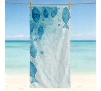 Large Beach Towels for Adults - Microfibre Simple Quick Dry Towel - Super Absorbent Beach Towel for Swim 150 x 75 cm - (1 Piece) Soft Large Bath Towels, Sand Free, Lightweight - Multi, Blue 0l-733