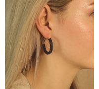 Large Bead Braided Summer Dainty Boho Huggie Asian Hoop Earrings The Colourful Aura Black One Size