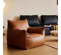 Large Bean Bag Chair For Adults Bean Bag Cover Water-based Leather Single Lazy Sofa Cover Bean Bag Pouf Chair Mid Century Modern Lounge Chair For Living Room Indoor Spaces Bedroom Garden,No Filler