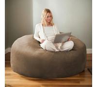 Large Bean Bag Sofa Chair with Eco-Friendly Bead Filling, Space-Saving Couch, Reading Lounger for Adults, 150L x 150W x 60H cm, Coffee Aosom UK