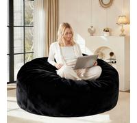 Large Bean Bag Sofa Chair with Washable Covers, Foldable Space-Saving Design, Temporary Guest Bed for Adults, 150L x 150W x 60H cm, Black Aosom UK