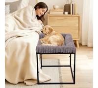 Large Bedside Dog Bed for Medium & Large Dogs, Height Adjustable Cosleeper Next to Human Bed, Elevated Sturdy Frame with Washable Cushion for Heavy Dogs