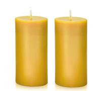 Large Beeswax Pillar Candle, Smokeless Dripless Pure Beeswax Candle Set with Natural Scent for Room Decoration Prayer Party, Long Lasting Burn Time,2x4 inch (2 Pack),Brown Raw