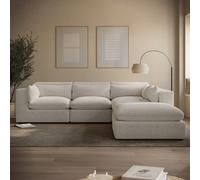 Large Beige Boucle 5 Seater Modular Corner Sofa - Hudson