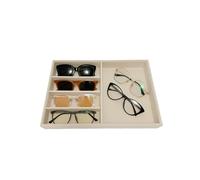 Large Beige Premium Quality Velvet Jewelry Display Box Tray Stackable Practical Trade Show Home Store Glasses Accessories (Multifunction Jewelry Tray)
