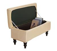 Large Beige Velvet Storage Ottoman Cover Rectangle Slipcover for Folding Bench & Footrest Stool Stylish Protector for Home Décor and Furniture