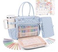 Large Bible Bag with Bible Cover Case for Women, Quilted Church Tote Bag Bible Carrying Case w/Shoulder Strap, Bible Study Supplies Journaling Kit Bible Accessories Christmas Christian Gifts for Women