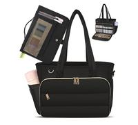 Large Bible Bag with Cover Case for Women, Church Bag with Shoulder Strap, Tote for Bible Study Supplies, Christian Gift (Black)