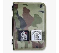 Large Bible Cover Bag & Organizer - Water-Resistant Case Fits 11 x 8 x 2.5 Inch Study or Journaling Bible, Velcro Patch Panel, Zip Pockets, Pen Loops, Carry Handle, Christian Gift (Woodland)