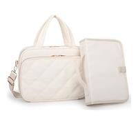 Large Bible Cover for Women,2 Compartments Bible Carrying Case With Handles Shoulder Strap, Soft Puffy Quilted Bible Bags With Book Cover Organizer, Bible Tote For Church Study Supplies Accessories