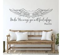Large Bible Verse Christian Psalm Wall Sticker Under His Wings You Will Find Refuge Wall Sticker Bedroom Home Decor