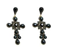 Large Big Crystal Cross Earrings for Women Girls Fashion Dainty Cubic Zirconia Faith Charms Statement Drop Dangle Stud Luxury Exaggerated Wedding Birthday Christmas Jewelry Dainty Gifts