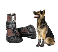 Large Big Dog PU Leather Sport Shoes Winter Waterproof Pet Dog Puppy Boots Non-Slip Pitbull Golden Retriever Rain Shoes (11(2.7x3.5inch)(Pack of 4)), Brown