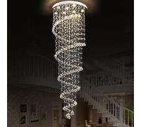 Large Big Stair Long Spiral Crystal Chandelier Fixture Compatible with Staircase Rain Drop Pending Lamp Lighting Chandelier, LED Chandelier(Dia55 H180