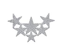 Large Big Statement Fashion Celestial Patriotic USA American Rock Star Sparkly Six Crystal Stars Scarf Brooch Pin For Women Teens Silver