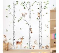 Large Birch Tree Wall Decals, Forest Animal Wall Stickers Deer Rabbit Squirrel Owl Peel and Stick Wall Decal Waterproof Wall Art Sticker for Baby Nursery Kids Room Home Decor (H: 60.2 in)