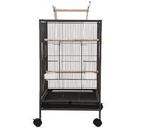 Large Bird Cage for Parrots - Floor-Standing Interactive Birdhouse with Mobile Roller for Pet Birds