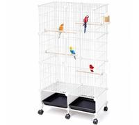 Large Bird Cage, Parakeet Cage with Detachable Stand & Wheels,Bird Cage arakeet Cage with Bird Slide-Out Tray, Wooden Perches, Rolling Stand, Wide Flight Birdcage for Parrot Cockatiel Conure Budgie