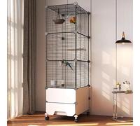 Large Bird Cage with Drawer Base and Wheels, Easy to Clean and Move, Ideal for Cockatiels, Parakeets, Lovebirds, Canaries, and Finches