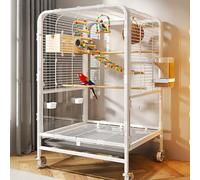 Large Bird Cage with Interactive Skylight and Side Doors, Anti-drilling Anti-blocking Design, Spacious for Canaries and Finches