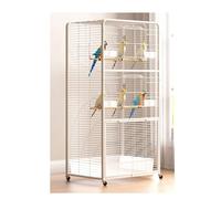 Large Bird Cage with Open Roof Indoor Wrought Iron Parrot Flight Cage Bird Aviary for Parakeets, Cockatiels, Conures(Wei)