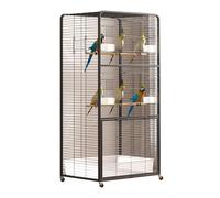 Large Bird Cage with Open Roof Indoor Wrought Iron Parrot Flight Cage Bird Aviary for Parakeets, Cockatiels, Conures(Nero)
