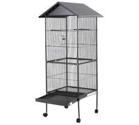 Large Bird Cage with Stand - 160cm Tall Metal Parrot Cage for Cockatiel, Macaw, Budgie & Canary - Spacious Steel Aviary with Feeding Bowls, Perch & Slide-Out Tray (52L x 52W x 160H cm)
