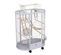 Large Bird Cage With Wheels For Cockatiel Conure With Openable Top(Grey)