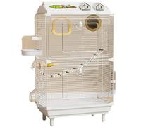 Large Bird Cage with Wheels for Parrots and Cockatiels - Wrought Iron Flight Aviary for Indoor Use, Suitable for Canaries, Conures, Quakers (Includes 10 Accessories)