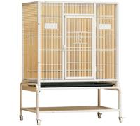 Large Bird Cage with Wheels - Indoor Iron Aviary for Parakeets, Cockatiels, Finches, Conures