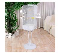 Large Bird Cage Wrought Iron Parrot Cage Indoor Bird Aviary with Stand and Clear Door Flight Cage 50 Inch Standing Flight Birdcage(Wei)