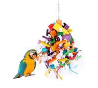 Large Bird Parrot Toy,Parrot Chewing Toys,Parrot Cage Bite Toys,Multicolored Wooden Blocks Tearing Toys with Wood Beads for African Grey Parrot,Macaws,Cockatoos