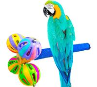 Large Bird Perch Toy with Rotating Balls Natural Parrot Large Bird Stand Perches Toy Wood Rotate Spinning Balls for Cage Parakeet Budgies Parrotlets Lovebird Cockatiels Conure Macaw African Greey