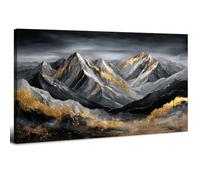 Large Black and Gold Mountain Wall Art 20x40in Abstract Mountain Landscape Canvas Wall Pictures Modern Luxury Gray and Gold Panoramic Scenery Painting Artwork for Living Room Bedroom Office Decoration