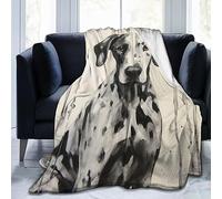 Large Black and White Harlequin Great Dane Fleece Blanket Throw Lightweight Blanket Super Soft Cozy Bed Warm Blanket for Living Room/Bedroom All Season