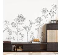 Large Black and White Monarch Flower Wall Stickers Simple Modern Minimalist Tropical Flower Set Wall Decals Peel and Stick Floral Wall Art Decor for Girls Bedroom Living Room Office Adult Home Decor