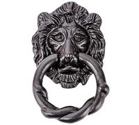 Large Black Antique Lion Front Door Knocker - Fancy & Ornate Iron Head