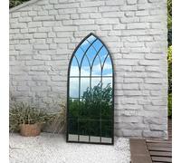 Large Black Arched Metal Frame Window Garden Wall Mirror 115 x 50cm Agenzia 14 Black One Size