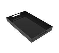 (Large, Black) - BLACK SERVING TRAY - 50cm Large Acrylic Tray for Coffee Table, Breakfast, Tea, Food, Butler - Decorative Display, Countertop, Kitchen, Vanity Serve Tray with Handles by Vale Arbour