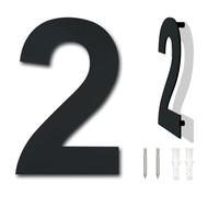 Large Black Brushed Modern House Number -178mm Height - Made of Solid 304 Stainless Steel, Floating Appearance and Easy to Install (Number 2 Two)