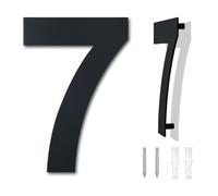 Large Black Brushed Modern House Number -230mm Height - Made of Solid 304 Stainless Steel, Floating Appearance and Easy to Install (Number 7 Seven)