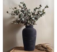 Large Black Ceramic Vase 11 Inch Tall Rustic Farmhouse Vase Vintage Decorative Terracotta Vase for Dining Table Shelf Bedroom Living Room Kitchen Office Bathroom Mantle Centerpiece