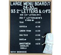 Large Black Felt Letter Board | 24"x30" Classy Dark Stained Wooden Frame with White Letters | Premium Changeable Sign Boards for Price List Message Letterboard With Stand for Small Business