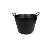 Large Black Flexi Tub - Heavy Duty Flexible Rubber Storage Bucket with Handles | Multi Purpose Container for Garden Waste, DIY, Builders, Stable Feed, Home, Indoor Outdoor Use (Large 42 Liter, 1Pack)