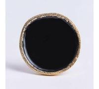 Large Black & Gold Round Enamel Wall Coat Hook - Towel Hanger Bombay Duck