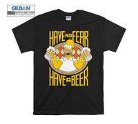 (Large, Black) Homer Simpson Have No Fear Have A Beer Men Women Unisex Top T Shirt T-Shirt Tshirt